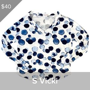 LuLaRoe Vicki Polka Dot Shirt - Blue and White